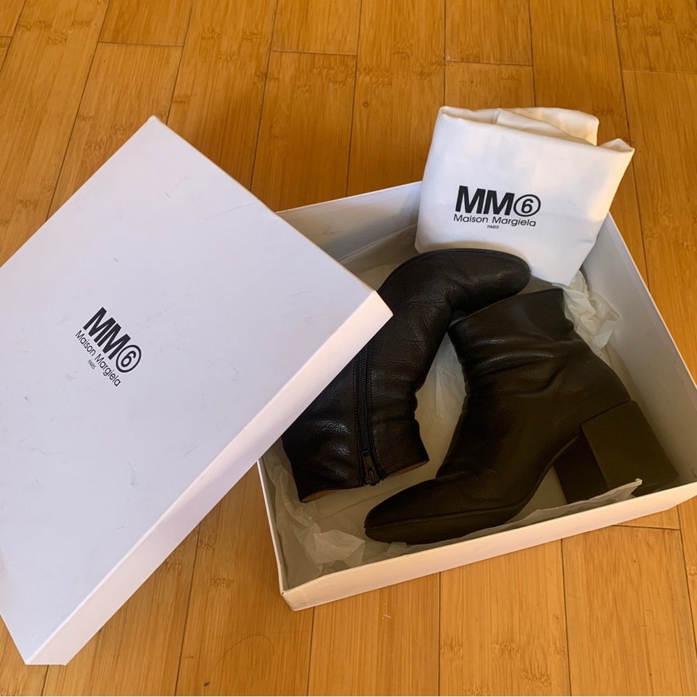 MM6 Black Leather Ankle Boots (comes with box, etc)